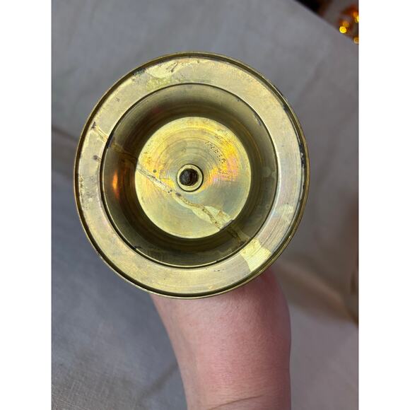 Vintage Brass Table Gong w/ Wooden Mallet – Ornate Painted Décor, No Sound - Picture 7 of 9